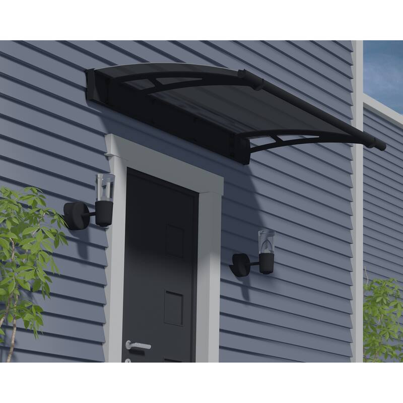 Aquila 3 ft. Gray/Clear Door and Gray/Solar Window Fixed Awning with Siding Connector Kit