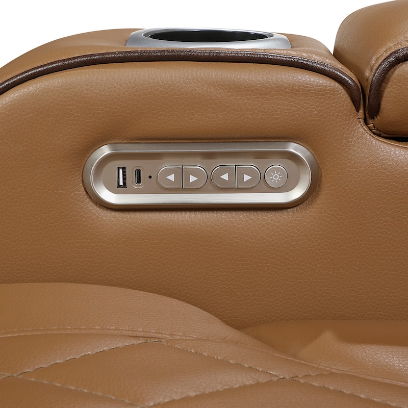 Ezra 37.5" Faux Leather Power Recliner - Power Heatrest, Cup Holders