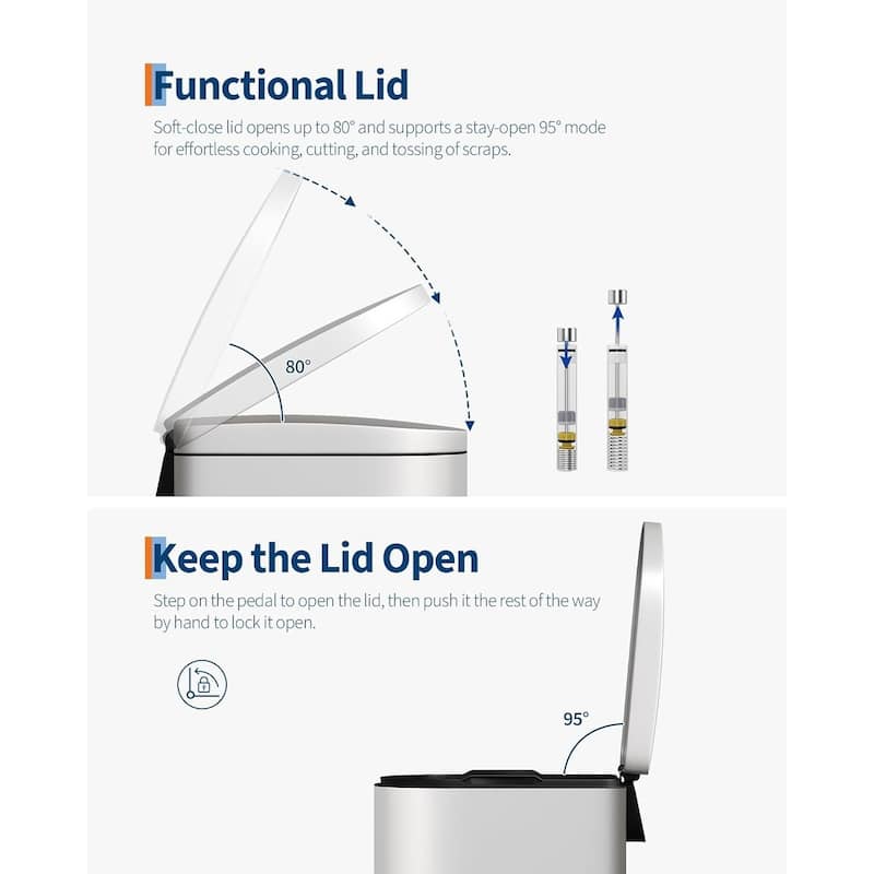 2.6 Gallon/10 Liter Slim Trash Can, with Removable Inner Bucket