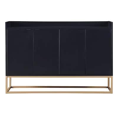 Black Console Table Buffet Sideboard w/Adjustable Shelves & Safe Fence