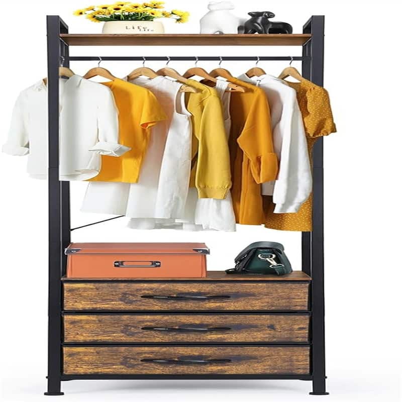 Garment Rack withDrawers - 11.5"D x 15.7"W x 70"H