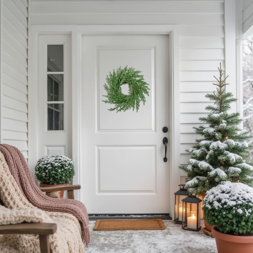 Frosted Norfolk Pine Artificial Christmas Wreath - 20" - Unlit