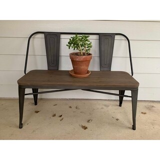 Shop Industrial Antique Rustic Wood Metal Dining Bench ...