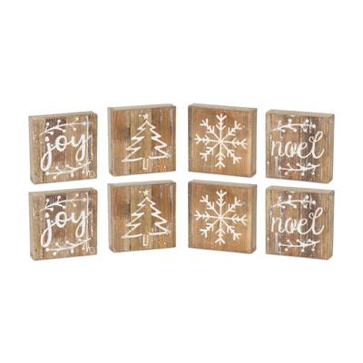 Wood Christmas Plaque (Set of 8)