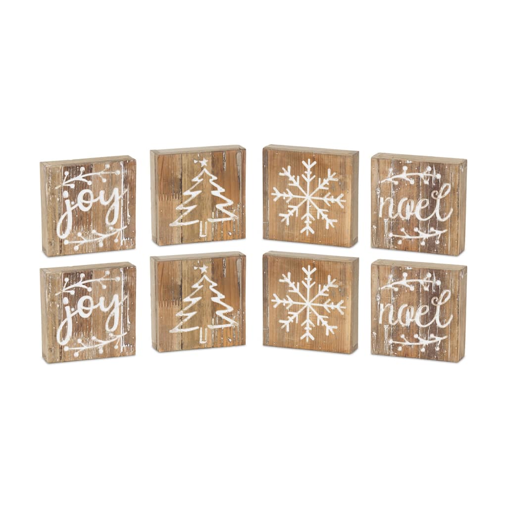 Wood Christmas Plaque (Set of 8)