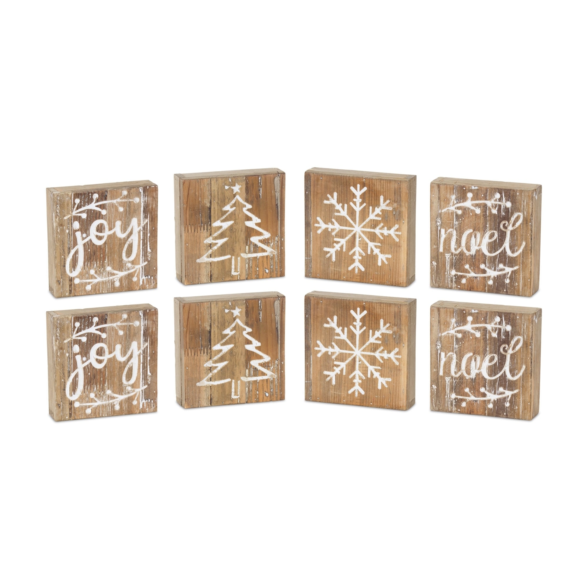 Wood Christmas Plaque (Set of 8)
