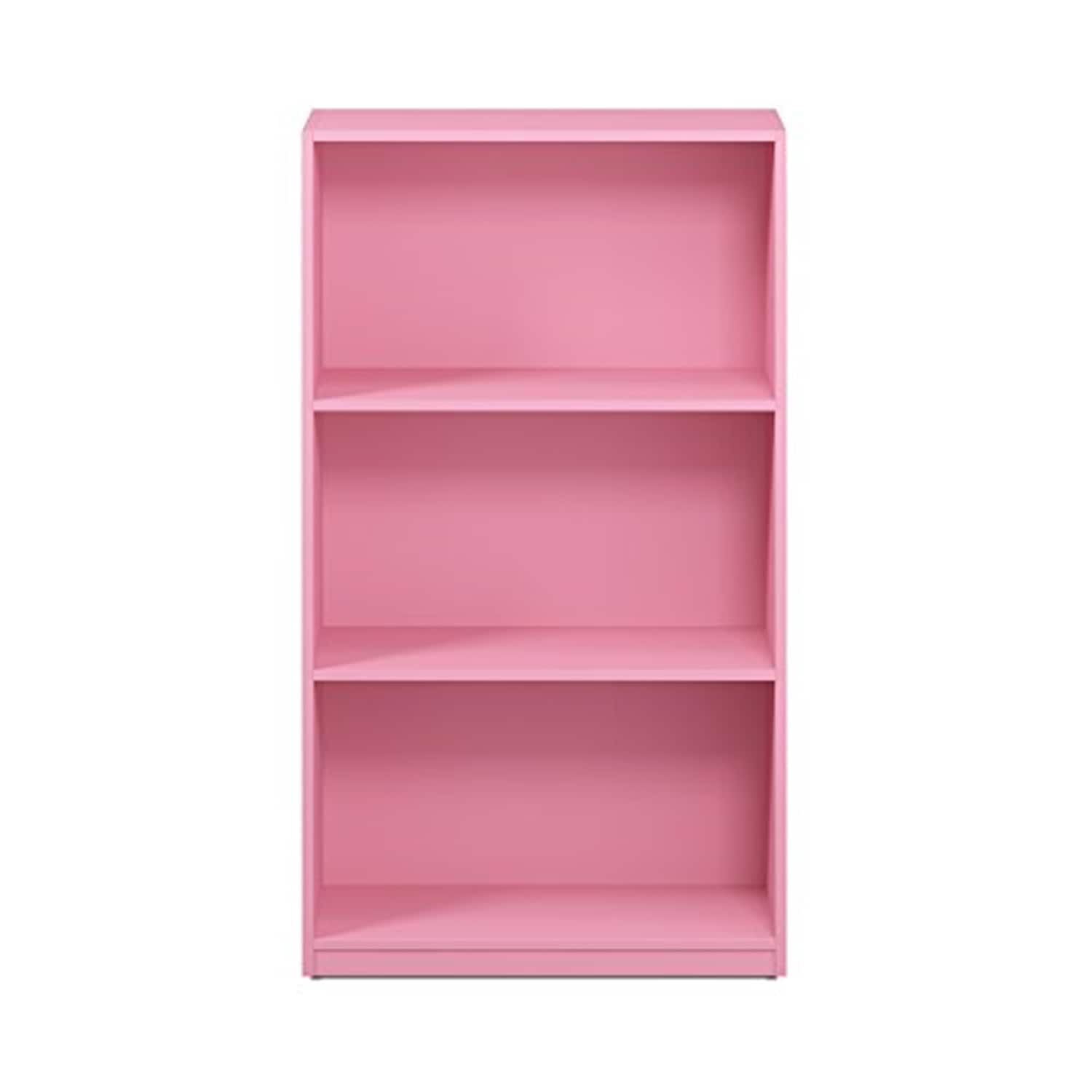 39.5 in. Tall Pink Wood 3-Shelf Bookcase