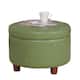 Porch & Den Rockwell Large Moss Green Faux Leather Round Storage Ottoman