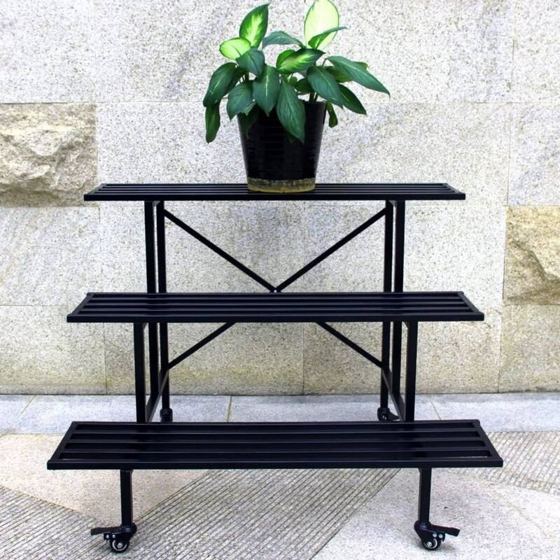 Moving Cart 3 Tier Sturdy Metal Plant Stand