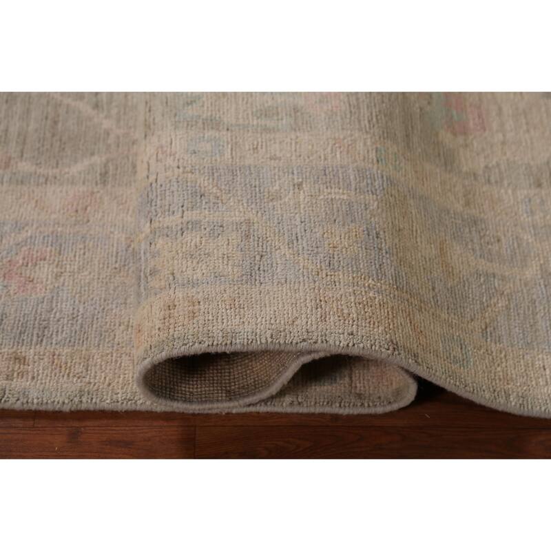 Earth Tone Oushak Vegetable Dye Turkish Rug Hand-Knotted Wool Carpet - 6'1"x 8'8"