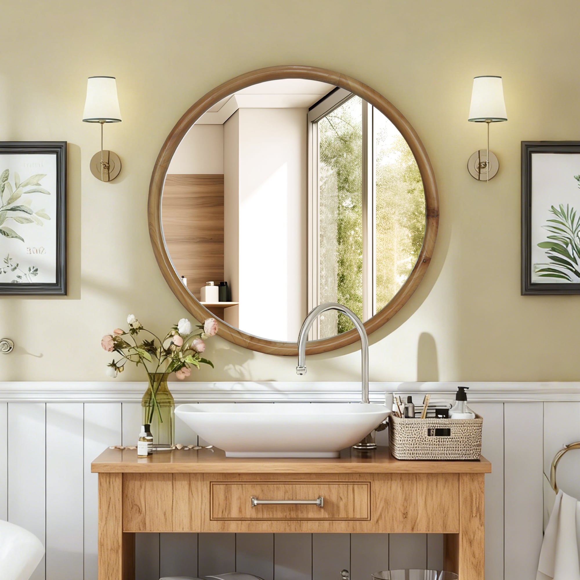 23.62" Farmhouse Vintage Accent Mirror