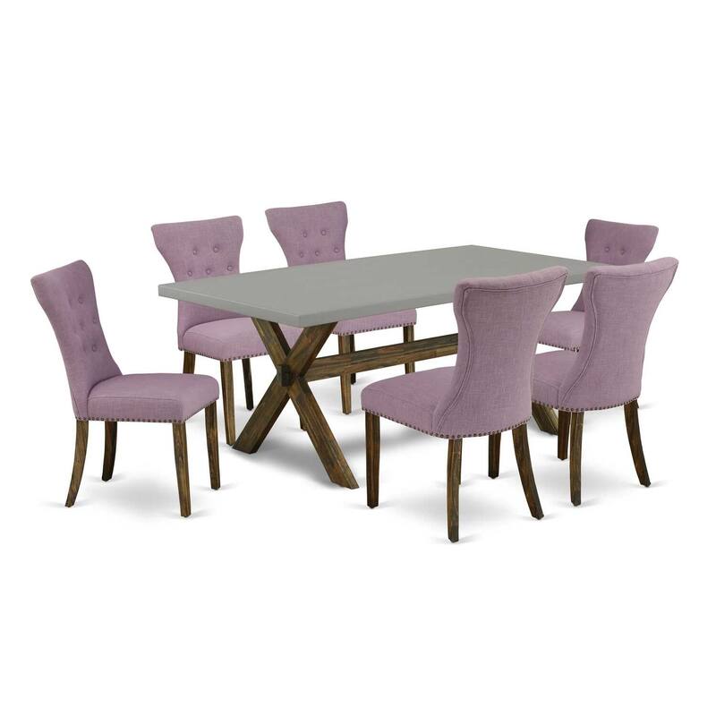 7-Piece Dining Set - Parsons Chairs & Dinette Table - Hardwood Frame - Modern Kitchen Table Set