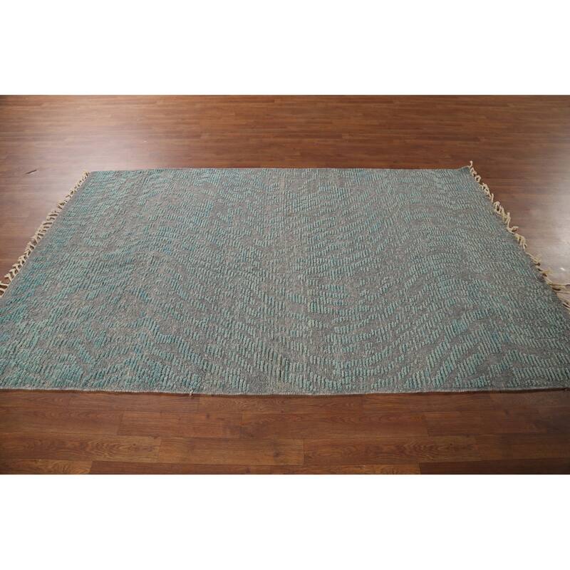 All-Over Abstract Moroccan Oriental Area Rug Hand-Knotted Wool Carpet - 4'10"x 7'10"