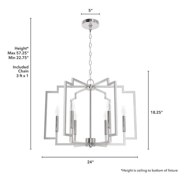 dimension image slide 3 of 8, Hunter Zoanne 6-Light Modern Geometric Chandelier - Entry, Dining Room - Contemporary, Transitional