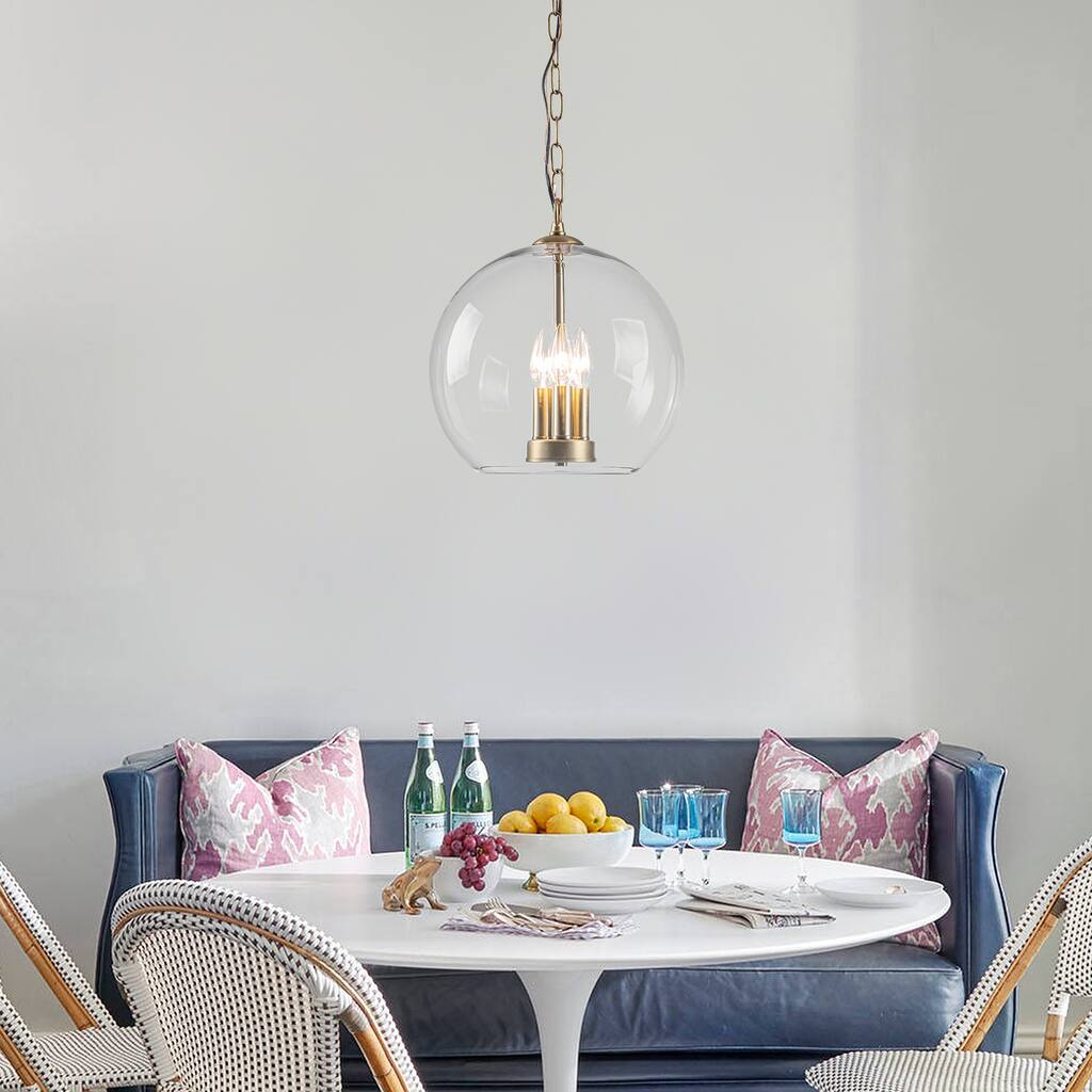 Mid-Century Modern 3-Light Glass Kitchen Island Pendant Light with Globe Shade