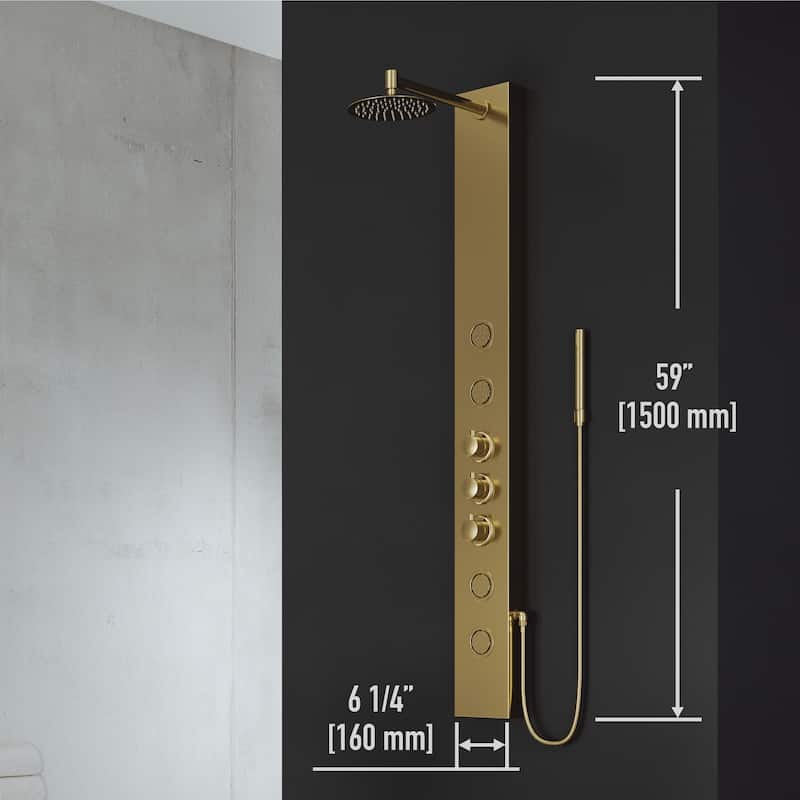 VIGO Ellington 59" H x 6" W 4-Jet Shower Panel with Round Shower Head