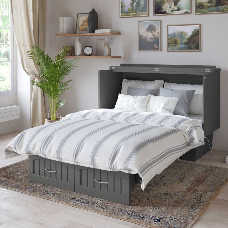 Nantucket Murphy Bed Chest with Mattress and Built-in Charging Station