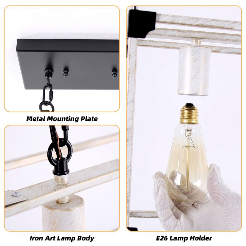 Ezra Farmhouse 41.3 in. Linear 6-Light Chandelier for Kitchen, Dining Room