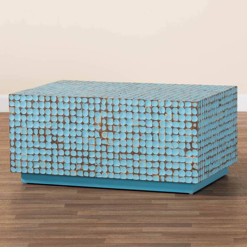 Nitza Bohemian Coconut Shell and Acacia Wood Coffee Table