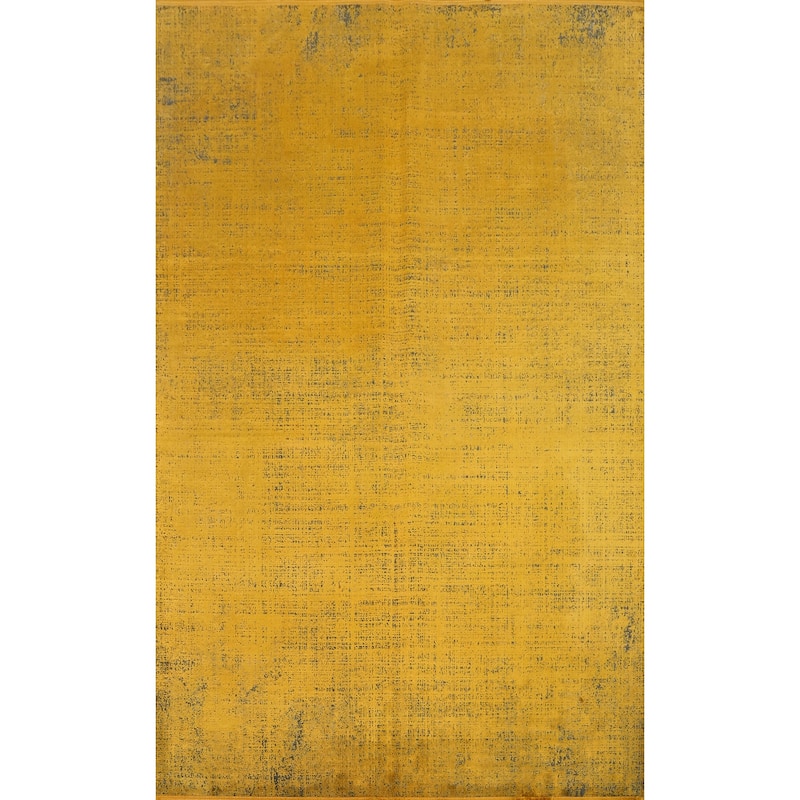 Machine Made Oriental Polyester Carpet Modern Abstract Yellow & Gold Abstract Area Rug - 7' 5'' X 5' 2''