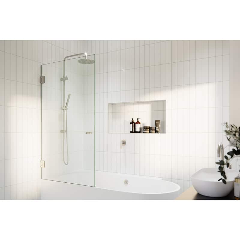 Glass Warehouse 58.25" x 31.5" Frameless Shower Bath Door - Door Only - Brushed Nickel