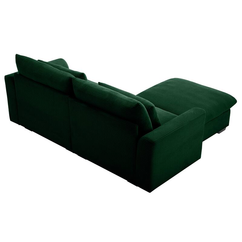 Multifunctional Loveseat Set with Storage Ottoman, Modern Sectional Sofa Corduroy Upholstered Couch with Pillows