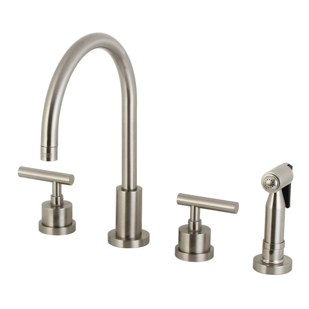 Manhattan Deck Mount Widespread Kitchen Faucet with Brass Sprayer