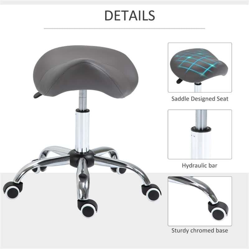 Adjustable Dark Grey Salon Stool with Premium Faux Leather Ergonomic Design for Beauty Tattoo Medical and Office Use