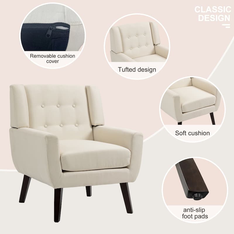 Cotton/ Linen Look Fabric Modern Accent Chair Armchair