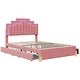 preview thumbnail 6 of 7, Pink Full Size Velvet Upholstered Platform Bed - 4 Drawers, 16 Colors & 4 Patterns RGB Lights, Irregular Metal Bed Legs