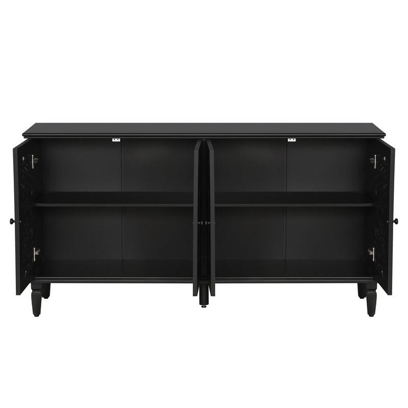 Sideboard Storage Cabinet with Carved Flower Door Handle,Antique Console Table