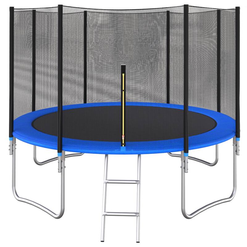 Top Quality 12 FT Outside Trampoline complete with Safety Net and Basketball Hoop - Blue