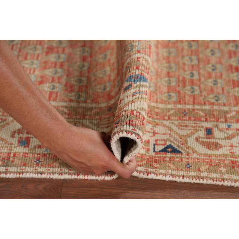 Geometric Botemir Persian Vintage Runner Rug Handmade Wool Carpet - 3'6" x 10'2"