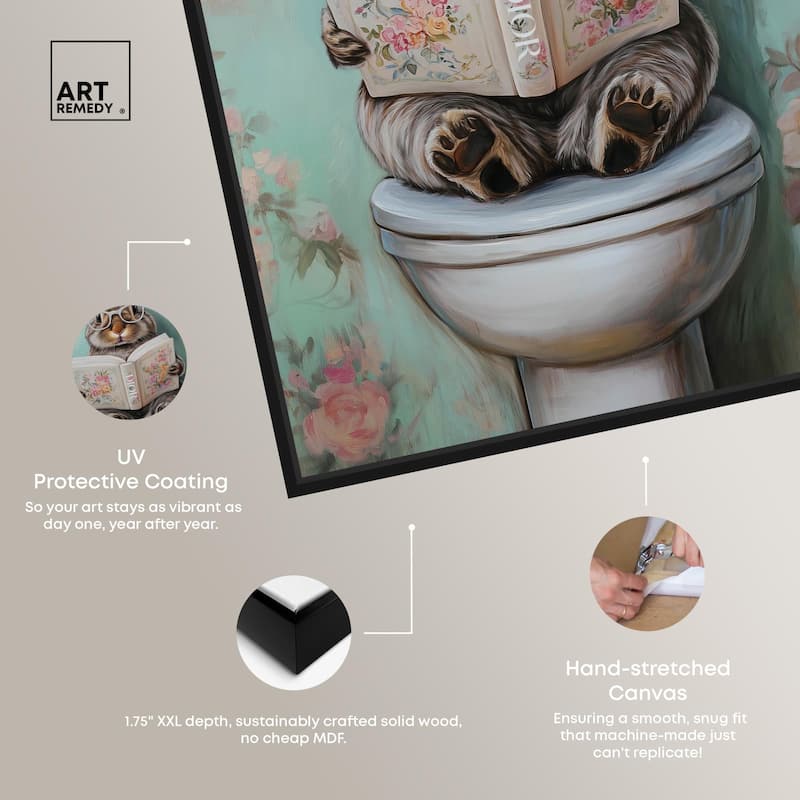 Petite Floral Toilet Bunny Canvas by Art Remedy