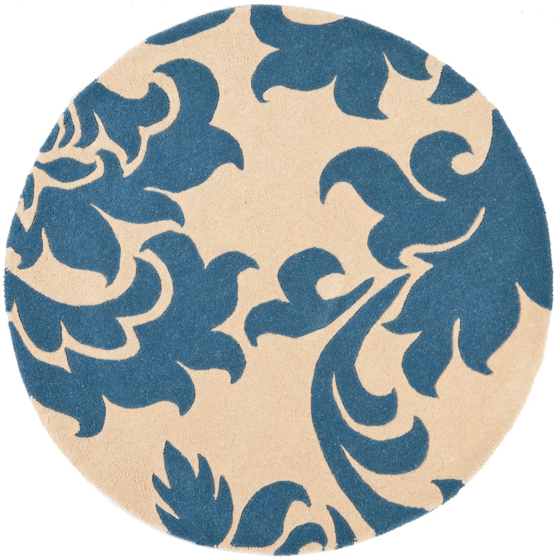 Martha Stewart by SAFAVIEH, Barcelona Wool Rug - 4' Round - Blue Suede