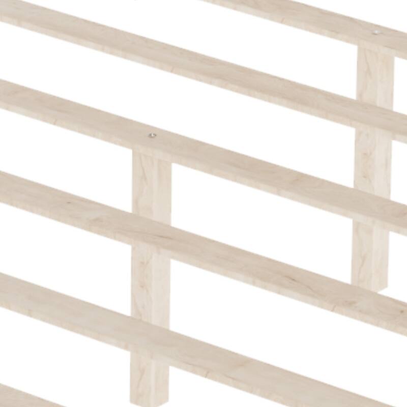 Wood Platform Bed with Headboard and Wood Slat Support