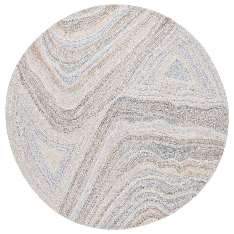SAFAVIEH Handmade Renewal Laureline Modern Abstract Rug - 6' Round - Beige/Grey