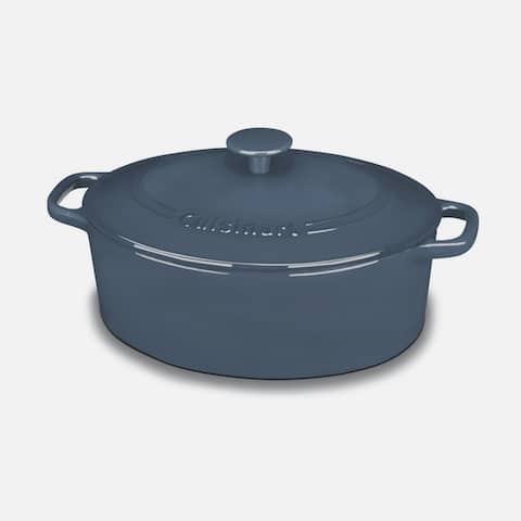 Cuisinart CI755-30BG Chef's Classic Enameled Cast Iron 5-1/2-Quart Oval Covered Casserole, Provencial Blue