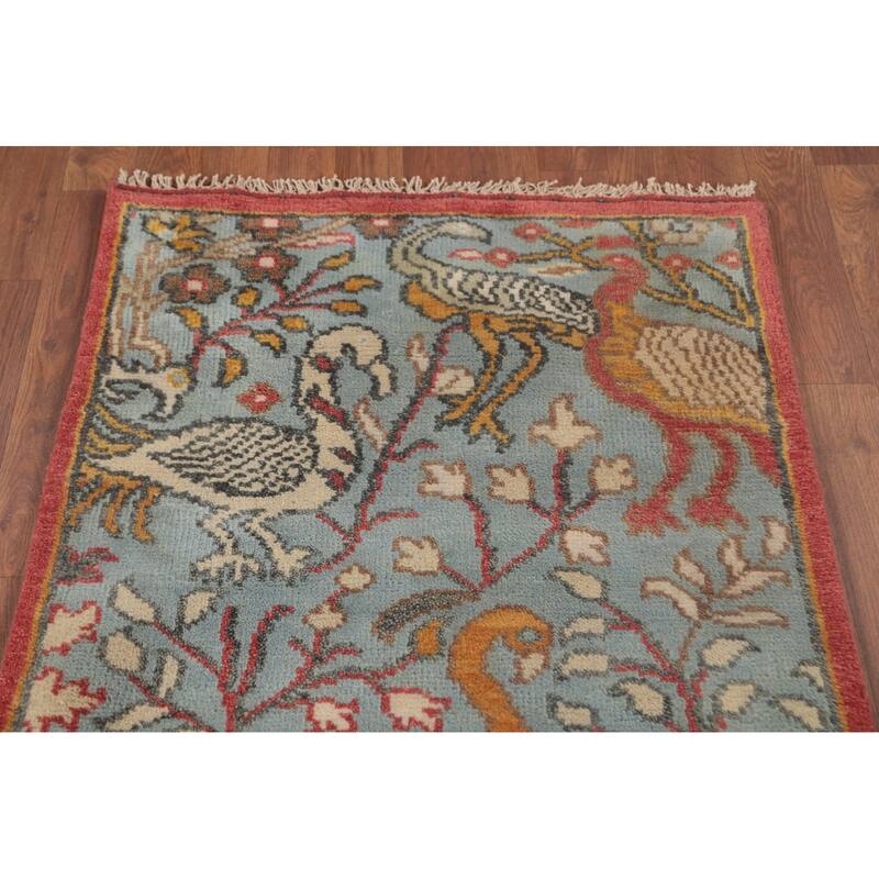 Animal Pictorial Ziegler Runner Rug Hand-Knotted Wool Carpet - 2'7"x 8'0"