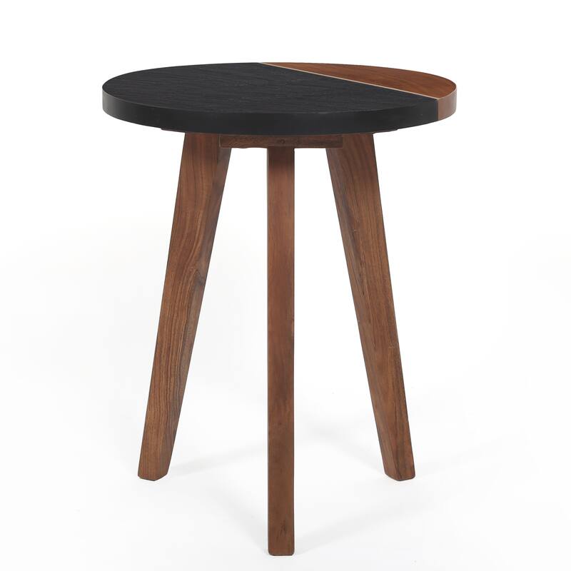 Steve Silver Carson Carrington Chester Solid Wood and Slate Round Side Table