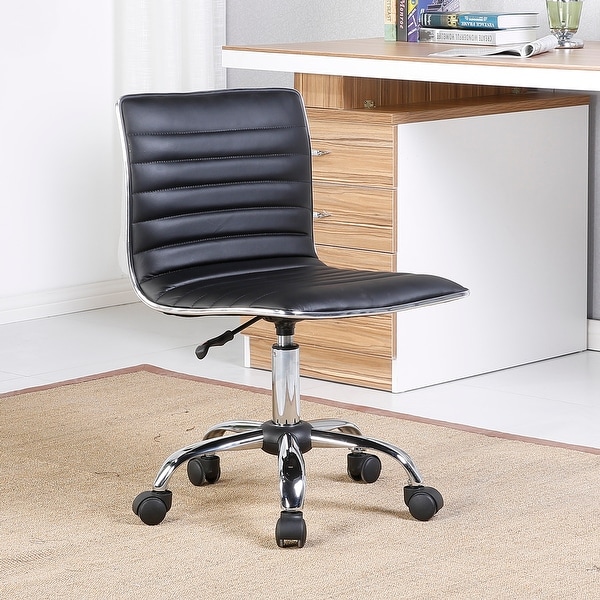 Belleze Desk Ribbed Adjustable Office Chair Armless Swivel Seat
