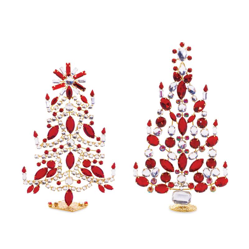 Jeweled Metal Christmas Tree (Ste of 2) - N/A