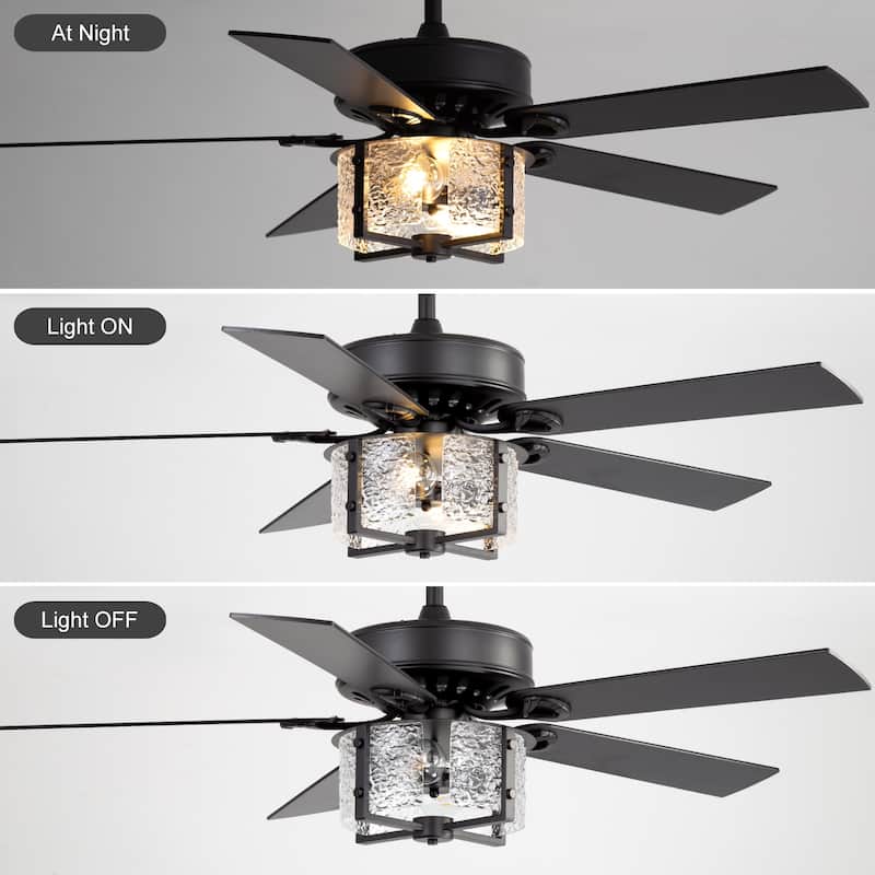 52" Reversible 5-Blade Caged Ceiling Fan with Light and Remote