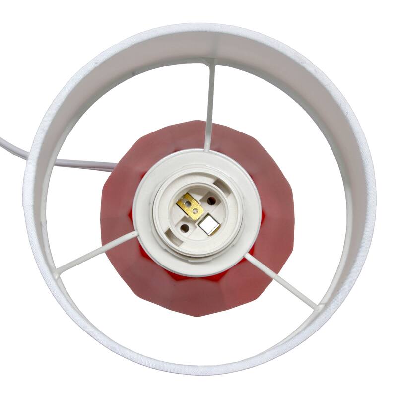 Geometric Ceramic Table Lamp with White Drum Shade - 19.5" - Orange