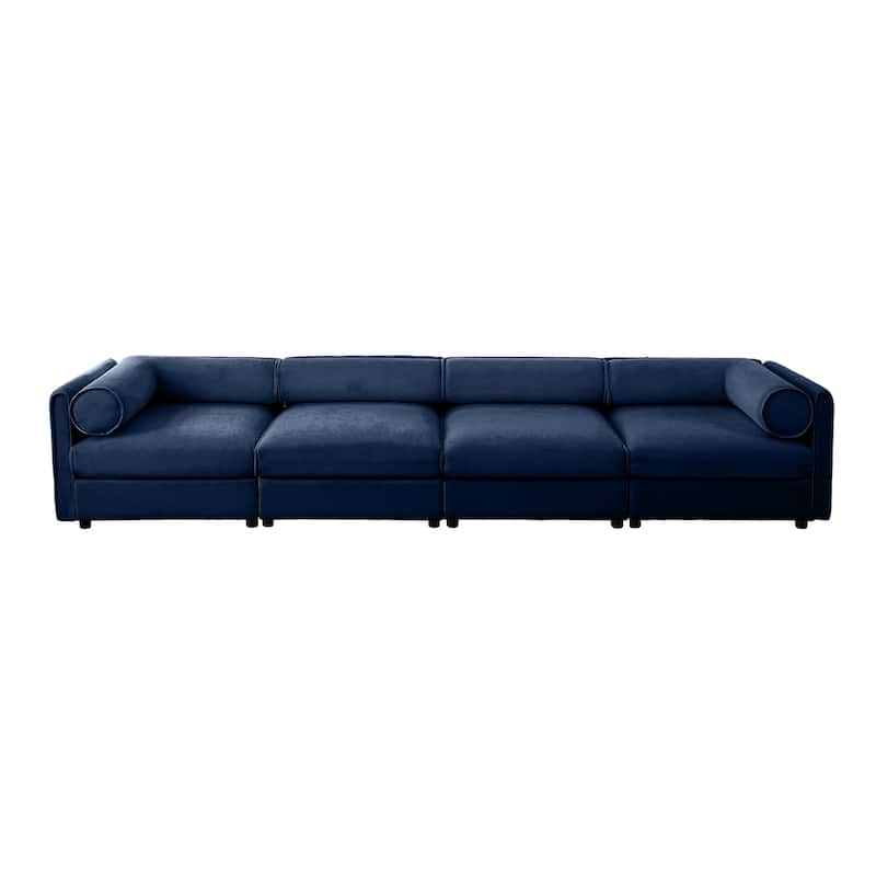 Modern 4 Deep Seat Modular Sofa with Storage, Cylindrical Backrest & Armrests