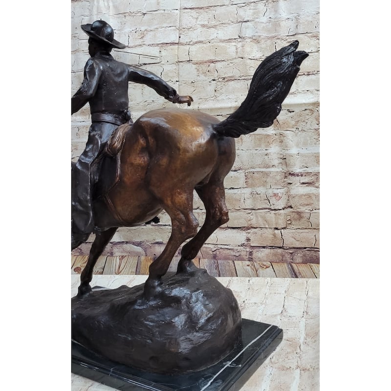 Frederic Remington Arizona Cowboy Bronze Sculpture Statue Western Americana 22 Inches X 26 Inches