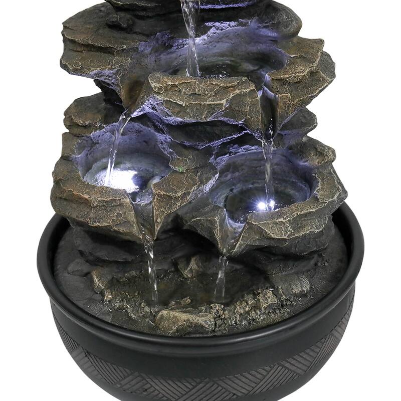 15.7'' H Tabletop Indoor Rock Waterfalls Fountains with LED Light