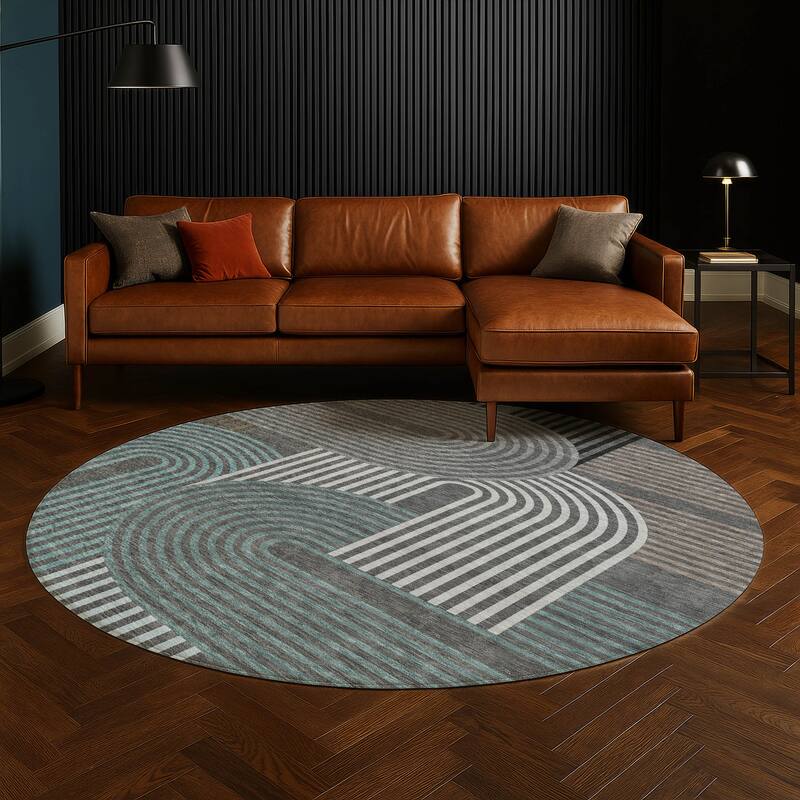 Machine Washable Indoor/ Outdoor Modern Basehor Chantille Rug