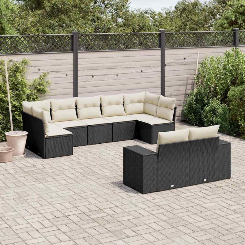 vidaXL Garden Sofa Set Black, Cream White - 24.4 x 32.7 x 27.2