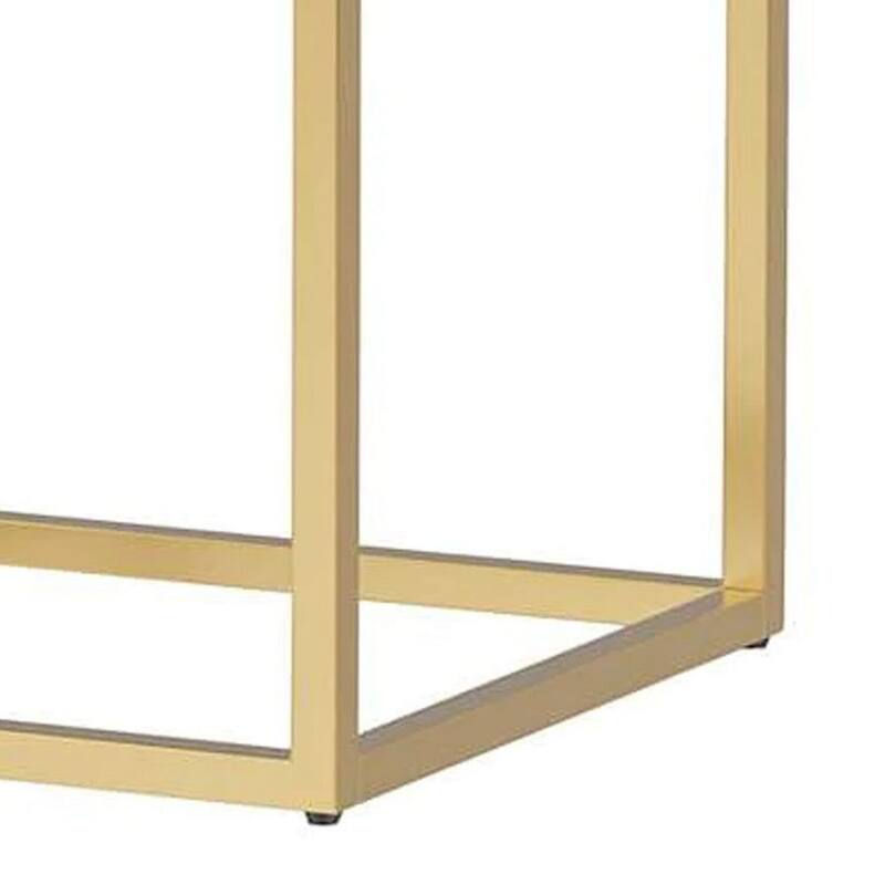 16.75 in. Brown and Gold Rectangle Wood End Table with Storage Drawer for Convenience